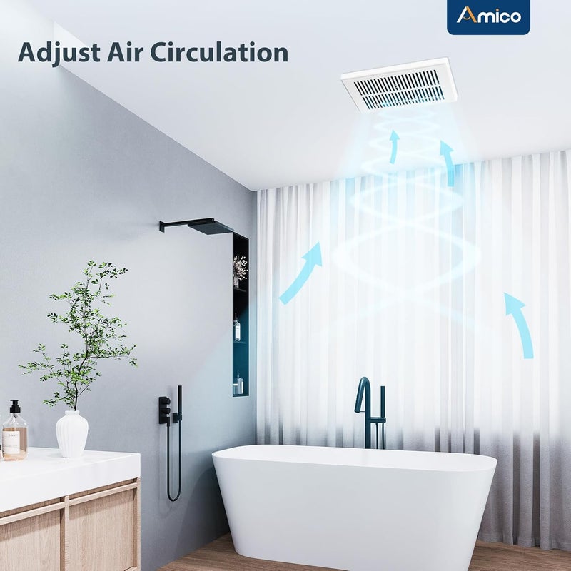 Amico مروحة شفط الحمام 2 حزمة، 80 CFM، 1.0 سون، ضوضاء منخفضة، سهلة التركيب، مروحات تهوية مثبتة على السقف، لا حاجة للوصول إلى العلية - معتمدة من UL - Image 5